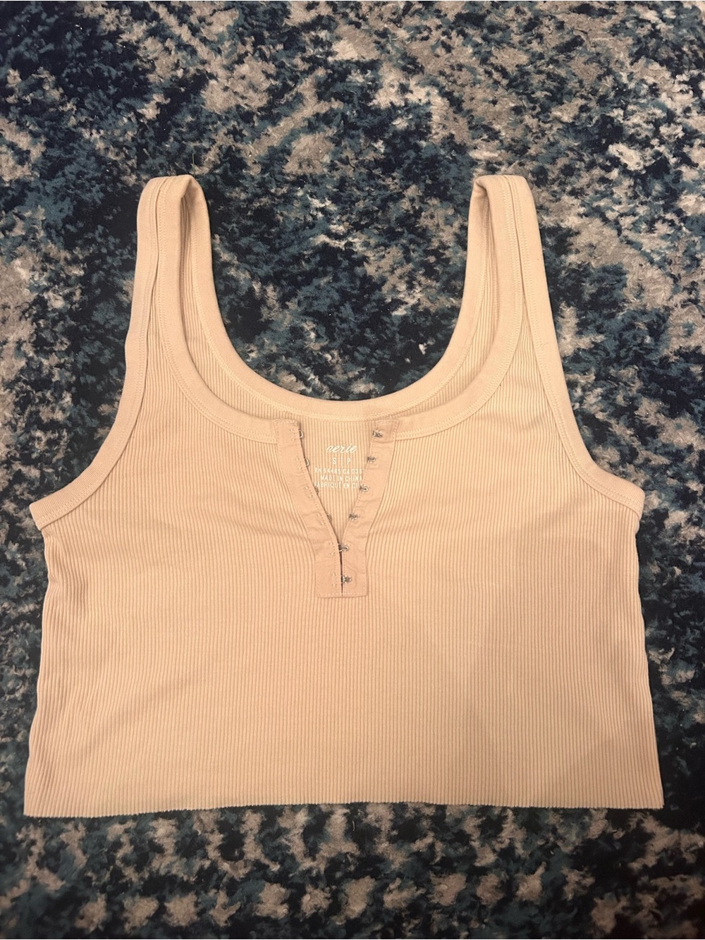 Ribbed Tank Crop Top in cream/tan